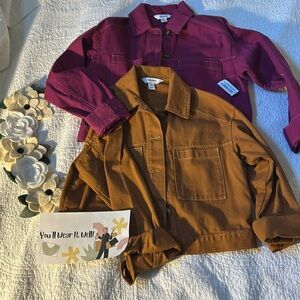 Old Navy jacket duo. Pink jacket: NWT size S. Brown jacket worn once size XS